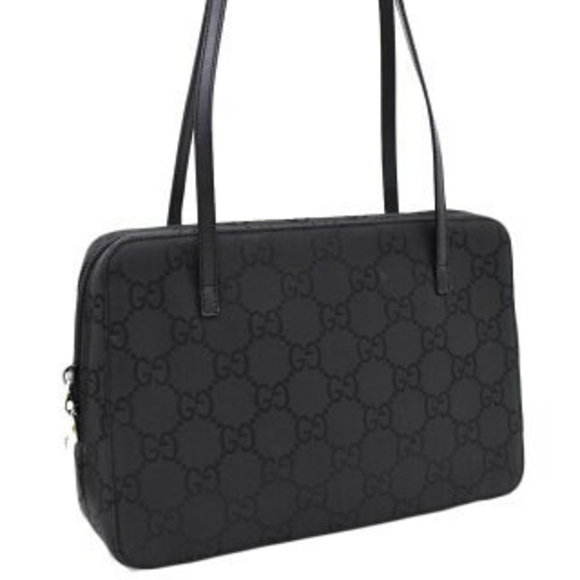 Gucci GG Nylon Shoulder Bag 001 3074 Padlock Black - Picture 1 of 8